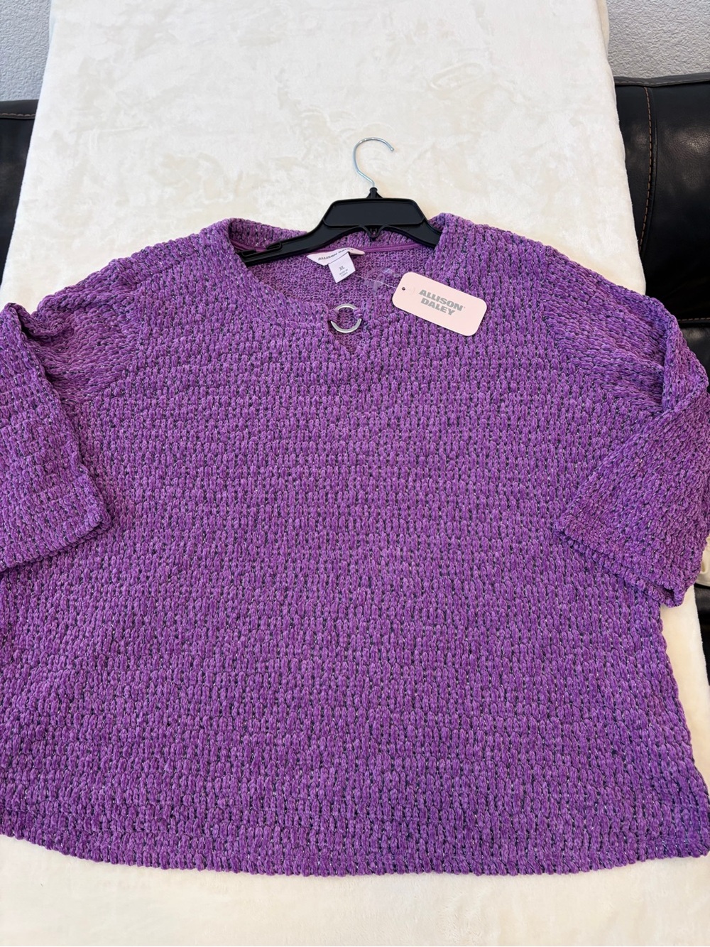 Allison Daley Vibrant Violet Scoop Neck Sweater